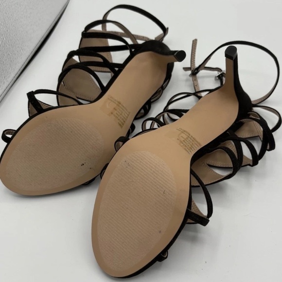 Justfab NIB Chiara Strappy High Heel Shoes Sz 8.5 Black Silver 4 Inch Heel - Picture 6 of 10